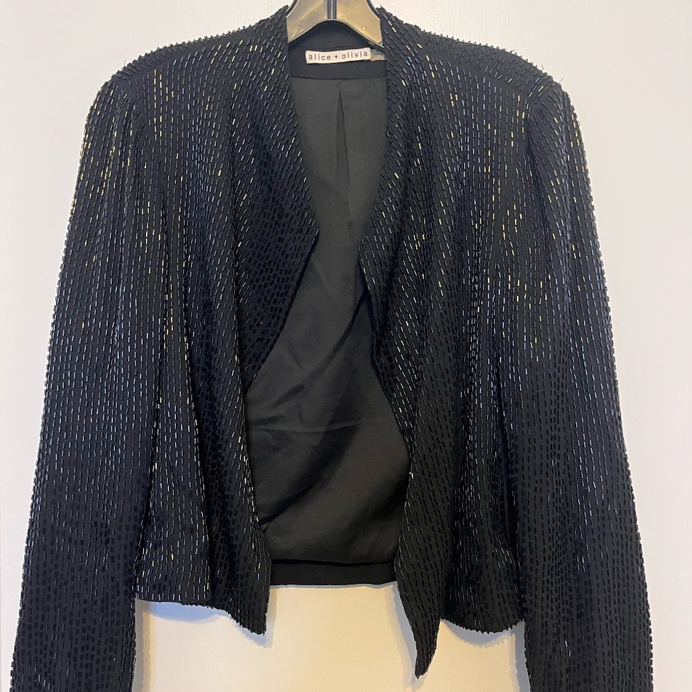 Alice + Olivia beaded Black crop jacket